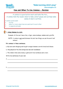 Worksheets for kids - how-when-to-use-commas